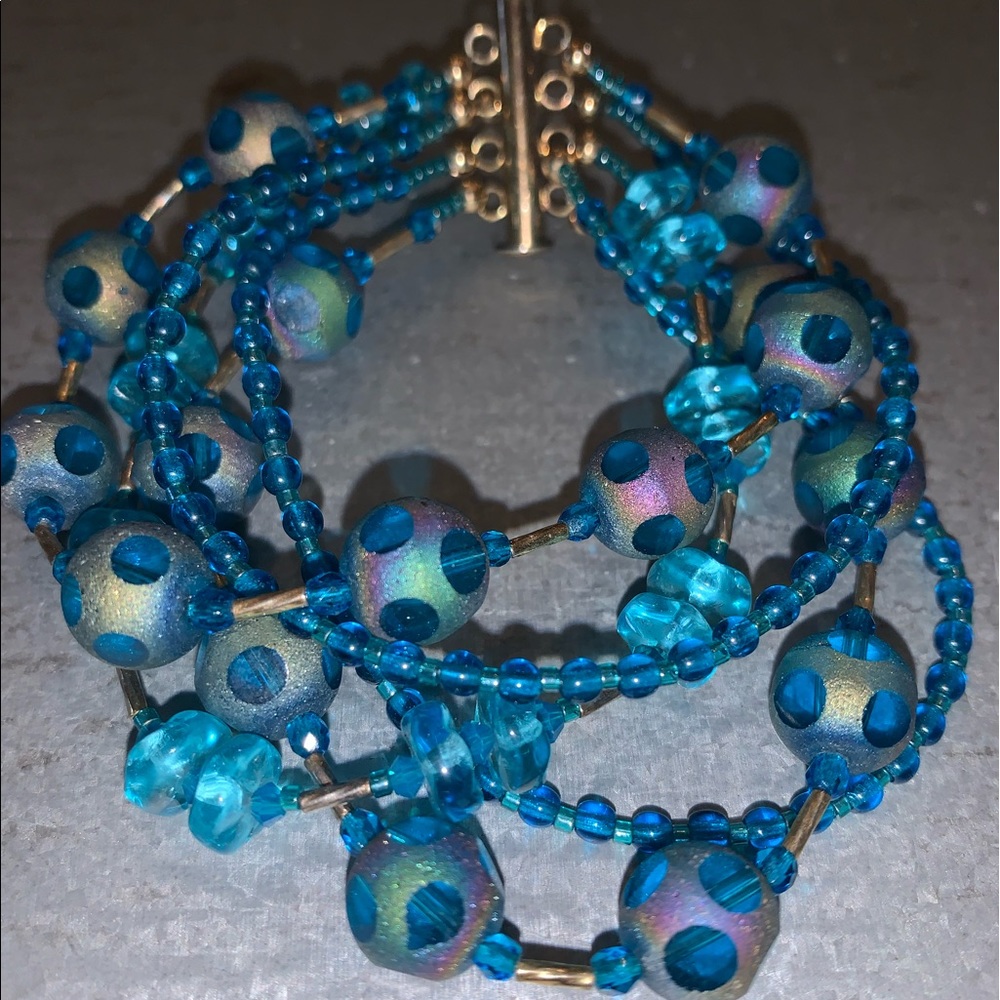 Fun multi-strand polka dot bead bracelet